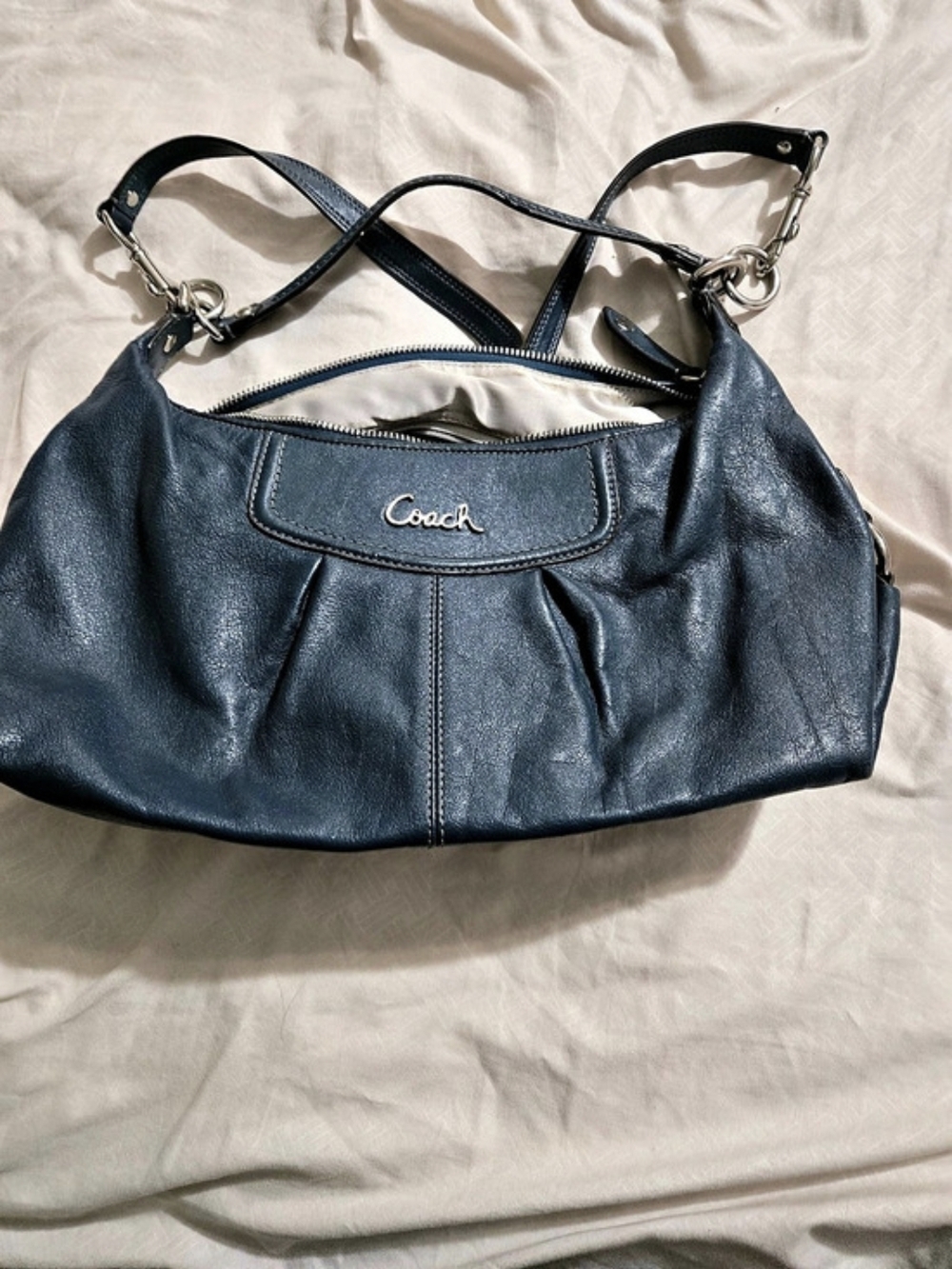 Coach Ashley Leather Hobo Shoulder Bag Blue